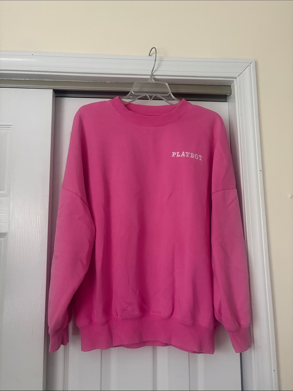 PLAYBOY by Pacsun Hot Pink Crewneck Sweatshirt - Women's Logo Pullover